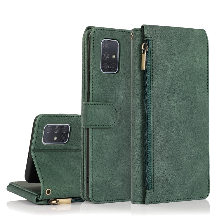 Skin-feel Crazy Horse Texture Zipper Wallet Bag Horizontal Flip Leather Case with Holder & Card Slots & Wallet & Lanyard, For Samsung Galaxy A51, For Samsung Galaxy A51 5G, For Samsung Galaxy A52 5G, For Samsung Galaxy A70, For Samsung Galaxy A71������...