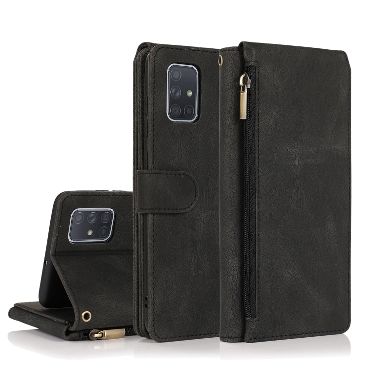 Skin-feel Crazy Horse Texture Zipper Wallet Bag Horizontal Flip Leather Case with Holder & Card Slots & Wallet & Lanyard, For Samsung Galaxy A51, For Samsung Galaxy A51 5G, For Samsung Galaxy A52 5G, For Samsung Galaxy A70, For Samsung Galaxy A71������...
