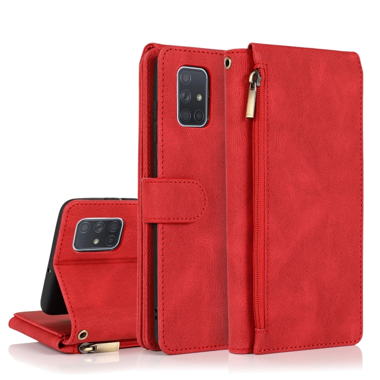 Skin-feel Crazy Horse Texture Zipper Wallet Bag Horizontal Flip Leather Case with Holder & Card Slots & Wallet & Lanyard, For Samsung Galaxy A51, For Samsung Galaxy A51 5G, For Samsung Galaxy A52 5G, For Samsung Galaxy A70, For Samsung Galaxy A71������...
