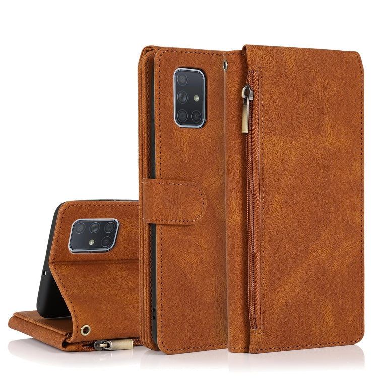 Skin-feel Crazy Horse Texture Zipper Wallet Bag Horizontal Flip Leather Case with Holder & Card Slots & Wallet & Lanyard, For Samsung Galaxy A51, For Samsung Galaxy A51 5G, For Samsung Galaxy A52 5G, For Samsung Galaxy A70, For Samsung Galaxy A71������...
