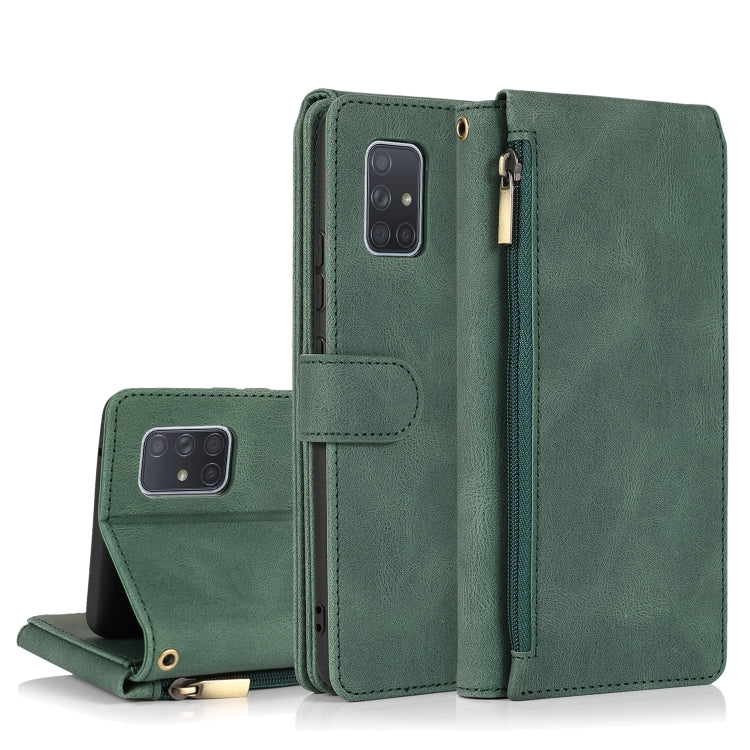 Skin-feel Crazy Horse Texture Zipper Wallet Bag Horizontal Flip Leather Case with Holder & Card Slots & Wallet & Lanyard, For Samsung Galaxy A51, For Samsung Galaxy A51 5G, For Samsung Galaxy A52 5G, For Samsung Galaxy A70, For Samsung Galaxy A71������...