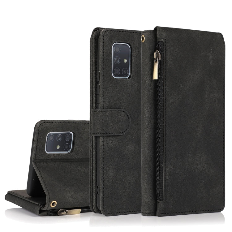 Skin-feel Crazy Horse Texture Zipper Wallet Bag Horizontal Flip Leather Case with Holder & Card Slots & Wallet & Lanyard, For Samsung Galaxy A51, For Samsung Galaxy A51 5G, For Samsung Galaxy A52 5G, For Samsung Galaxy A70, For Samsung Galaxy A71������...