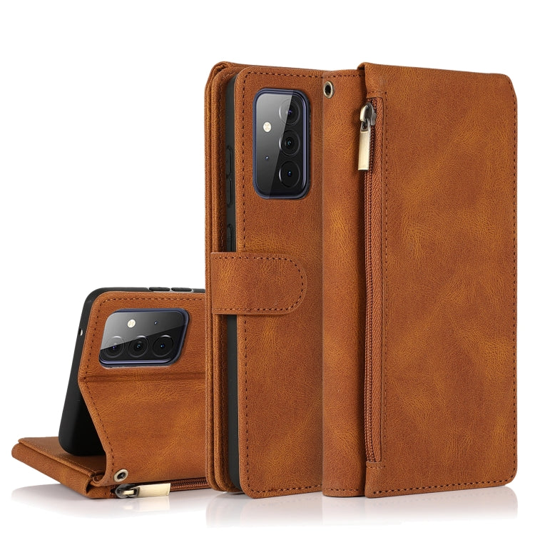 Skin-feel Crazy Horse Texture Zipper Wallet Bag Horizontal Flip Leather Case with Holder & Card Slots & Wallet & Lanyard, For Samsung Galaxy A51, For Samsung Galaxy A51 5G, For Samsung Galaxy A52 5G, For Samsung Galaxy A70, For Samsung Galaxy A71������...