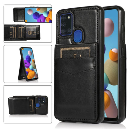 Solid Color PC + TPU Protective Case with Holder & Card Slots, For Samsung Galaxy A21s