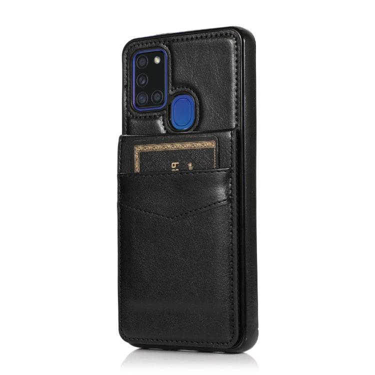 Solid Color PC + TPU Protective Case with Holder & Card Slots, For Samsung Galaxy A21s