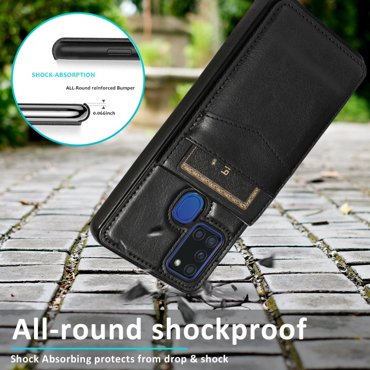 Solid Color PC + TPU Protective Case with Holder & Card Slots, For Samsung Galaxy A21s