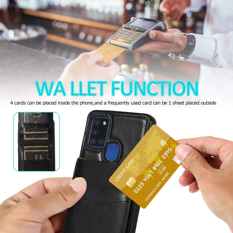 Solid Color PC + TPU Protective Case with Holder & Card Slots, For Samsung Galaxy A21s