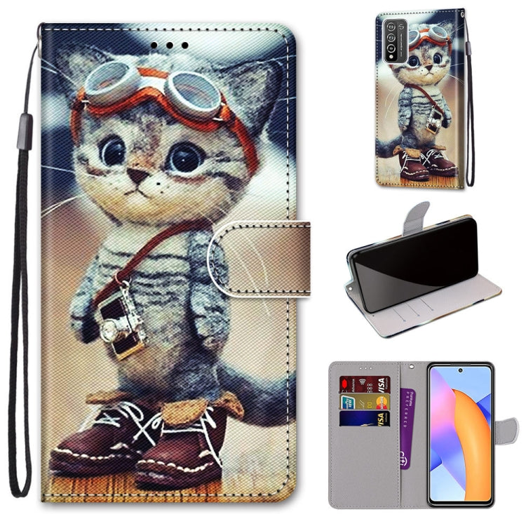 Coloured Drawing Cross Texture Horizontal Flip PU Leather Case with Holder & Card Slots & Wallet & Lanyard
