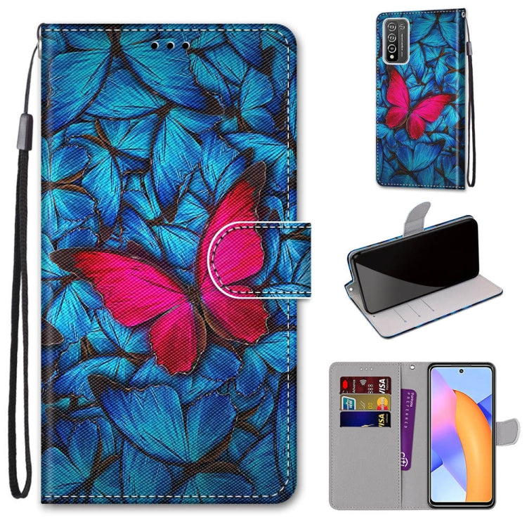Coloured Drawing Cross Texture Horizontal Flip PU Leather Case with Holder & Card Slots & Wallet & Lanyard