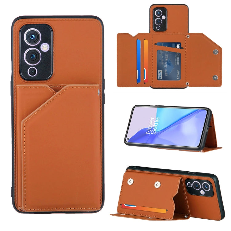 Skin Feel PU + TPU + PC Back Cover Shockproof Case with Card Slots & Holder & Photo Frame, For Xiaomi Poco M3 / Redmi Note 9, For OnePlus 9, For OnePlus 9 Pro
