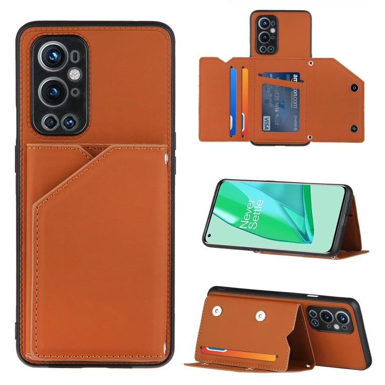 Skin Feel PU + TPU + PC Back Cover Shockproof Case with Card Slots & Holder & Photo Frame, For Xiaomi Poco M3 / Redmi Note 9, For OnePlus 9, For OnePlus 9 Pro