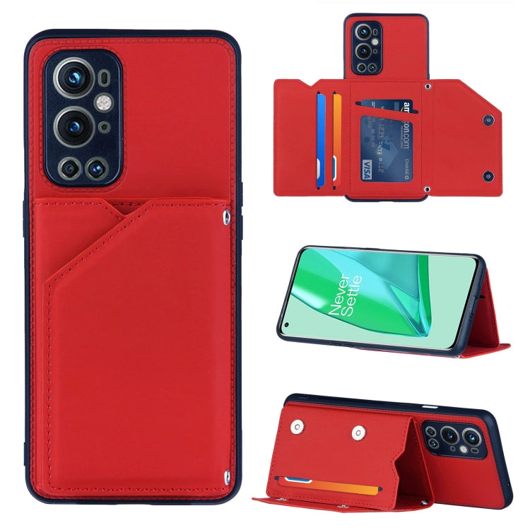 Skin Feel PU + TPU + PC Back Cover Shockproof Case with Card Slots & Holder & Photo Frame, For Xiaomi Poco M3 / Redmi Note 9, For OnePlus 9, For OnePlus 9 Pro