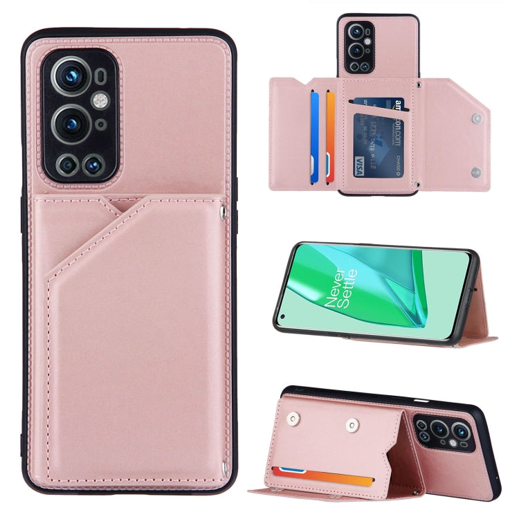 Skin Feel PU + TPU + PC Back Cover Shockproof Case with Card Slots & Holder & Photo Frame, For Xiaomi Poco M3 / Redmi Note 9, For OnePlus 9, For OnePlus 9 Pro
