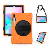 Shockproof Colorful Silicone + PC Protective Case with Holder & Shoulder Strap & Hand Strap & Pen Slot