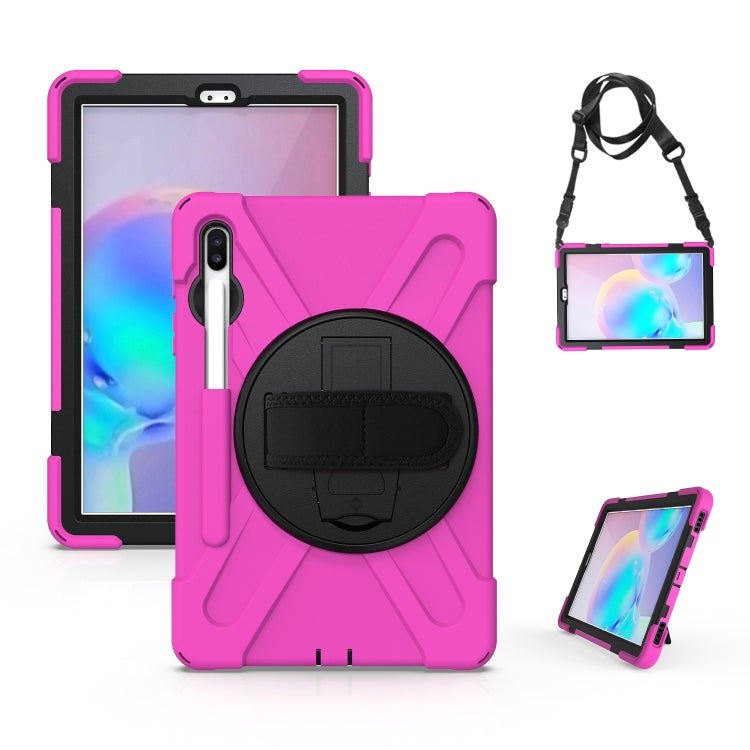 Shockproof Colorful Silicone + PC Protective Case with Holder & Shoulder Strap & Hand Strap & Pen Slot