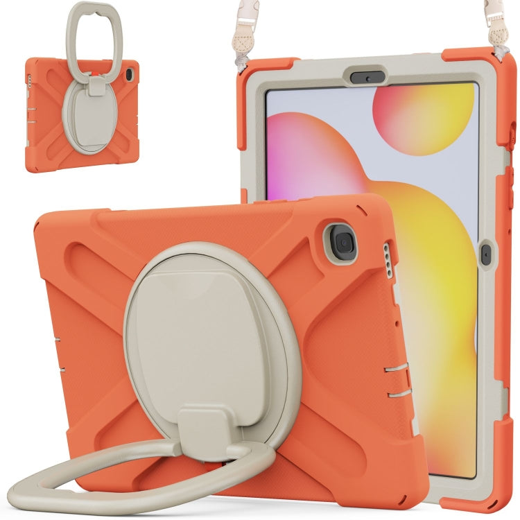Silicone + PC Protective Case with Holder & Shoulder Strap, For Samsung Galaxy Tab S6 Lite P610