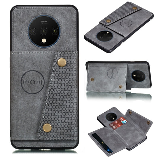 Shockproof Magnetic PU + TPU Protective Case with Card Slots, For OnePlus 7T