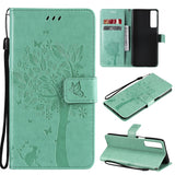 Tree & Cat Pattern Pressed Printing Horizontal Flip PU Leather Case with Holder & Card Slots & Wallet & Lanyard, For LG Stylo 7 5G / 4G, For OPPO F19 / A74 4G, For OPPO A93 5G / A74 5G, For OPPO A94 4G / F19 Pro / Reno 5F