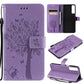 Tree & Cat Pattern Pressed Printing Horizontal Flip PU Leather Case with Holder & Card Slots & Wallet & Lanyard, For LG Stylo 7 5G / 4G, For OPPO F19 / A74 4G, For OPPO A93 5G / A74 5G, For OPPO A94 4G / F19 Pro / Reno 5F