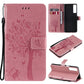 Tree & Cat Pattern Pressed Printing Horizontal Flip PU Leather Case with Holder & Card Slots & Wallet & Lanyard, For LG Stylo 7 5G / 4G, For OPPO F19 / A74 4G, For OPPO A93 5G / A74 5G, For OPPO A94 4G / F19 Pro / Reno 5F