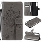 Tree & Cat Pattern Pressed Printing Horizontal Flip PU Leather Case with Holder & Card Slots & Wallet & Lanyard, For LG Stylo 7 5G / 4G, For OPPO F19 / A74 4G, For OPPO A93 5G / A74 5G, For OPPO A94 4G / F19 Pro / Reno 5F