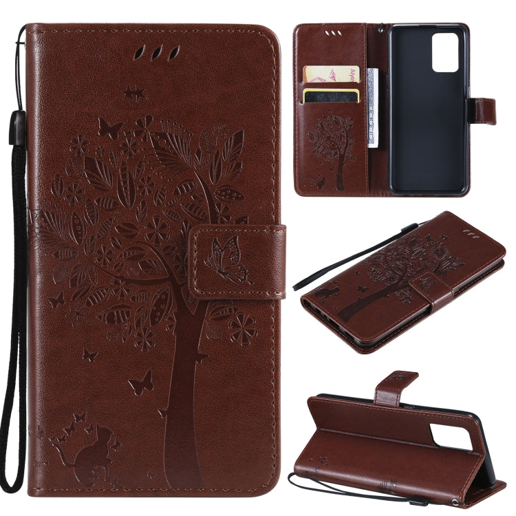 Tree & Cat Pattern Pressed Printing Horizontal Flip PU Leather Case with Holder & Card Slots & Wallet & Lanyard, For LG Stylo 7 5G / 4G, For OPPO F19 / A74 4G, For OPPO A93 5G / A74 5G, For OPPO A94 4G / F19 Pro / Reno 5F