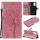 Tree & Cat Pattern Pressed Printing Horizontal Flip PU Leather Case with Holder & Card Slots & Wallet & Lanyard, For LG Stylo 7 5G / 4G, For OPPO F19 / A74 4G, For OPPO A93 5G / A74 5G, For OPPO A94 4G / F19 Pro / Reno 5F