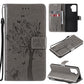 Tree & Cat Pattern Pressed Printing Horizontal Flip PU Leather Case with Holder & Card Slots & Wallet & Lanyard, For LG Stylo 7 5G / 4G, For OPPO F19 / A74 4G, For OPPO A93 5G / A74 5G, For OPPO A94 4G / F19 Pro / Reno 5F