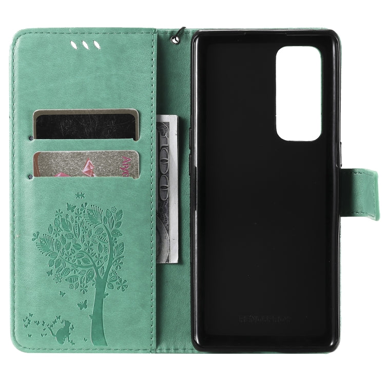 Tree & Cat Pattern Pressed Printing Horizontal Flip PU Leather Case with Holder & Card Slots & Wallet & Lanyard, For OPPO Reno5 Pro+ 5G / Find X3 Neo, For OPPO Find X3 / X3 Pro, For OPPO Realme 8 4G / Realme 8 Pro 4G, For OPPO Realme V13 5G / Realme 8 5G
