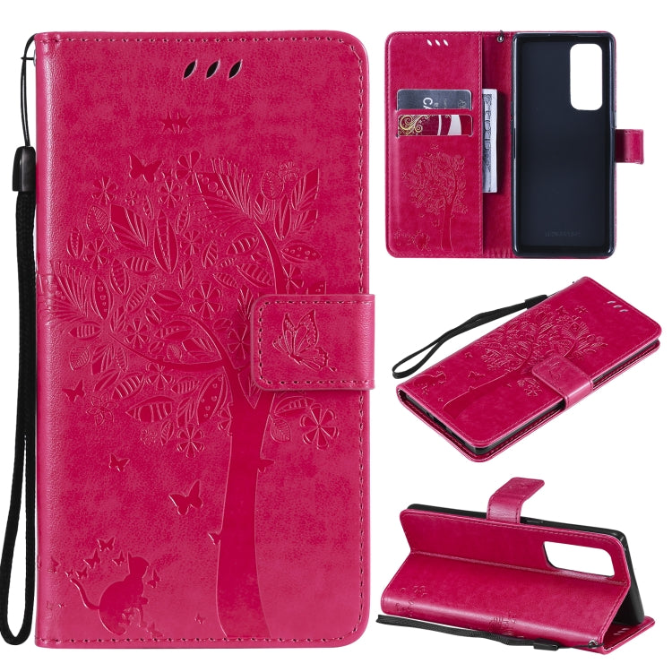 Tree & Cat Pattern Pressed Printing Horizontal Flip PU Leather Case with Holder & Card Slots & Wallet & Lanyard, For OPPO Reno5 Pro+ 5G / Find X3 Neo, For OPPO Find X3 / X3 Pro, For OPPO Realme 8 4G / Realme 8 Pro 4G, For OPPO Realme V13 5G / Realme 8 5G