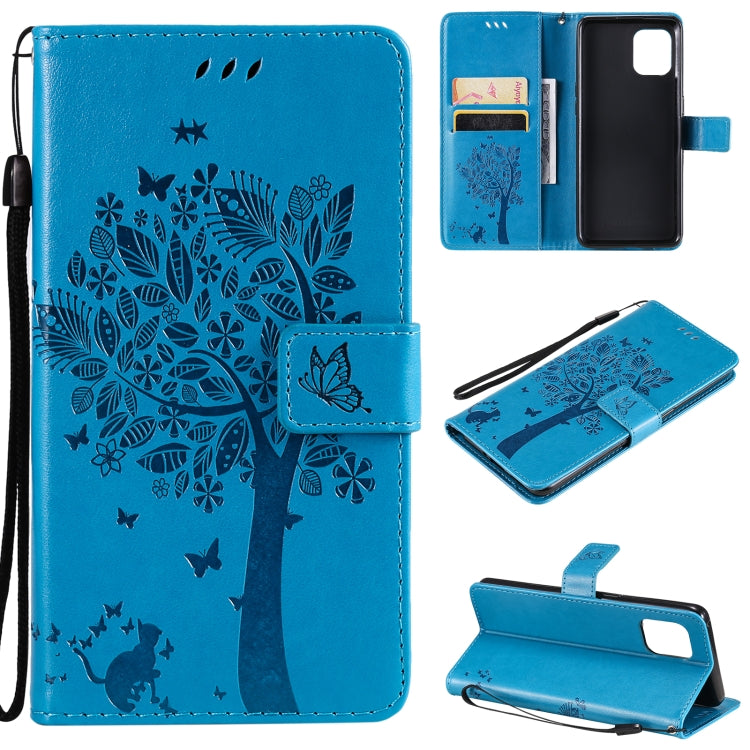 Tree & Cat Pattern Pressed Printing Horizontal Flip PU Leather Case with Holder & Card Slots & Wallet & Lanyard, For OPPO Reno5 Pro+ 5G / Find X3 Neo, For OPPO Find X3 / X3 Pro, For OPPO Realme 8 4G / Realme 8 Pro 4G, For OPPO Realme V13 5G / Realme 8 5G