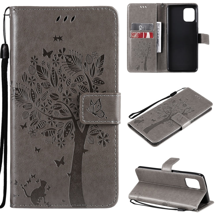 Tree & Cat Pattern Pressed Printing Horizontal Flip PU Leather Case with Holder & Card Slots & Wallet & Lanyard, For OPPO Reno5 Pro+ 5G / Find X3 Neo, For OPPO Find X3 / X3 Pro, For OPPO Realme 8 4G / Realme 8 Pro 4G, For OPPO Realme V13 5G / Realme 8 5G