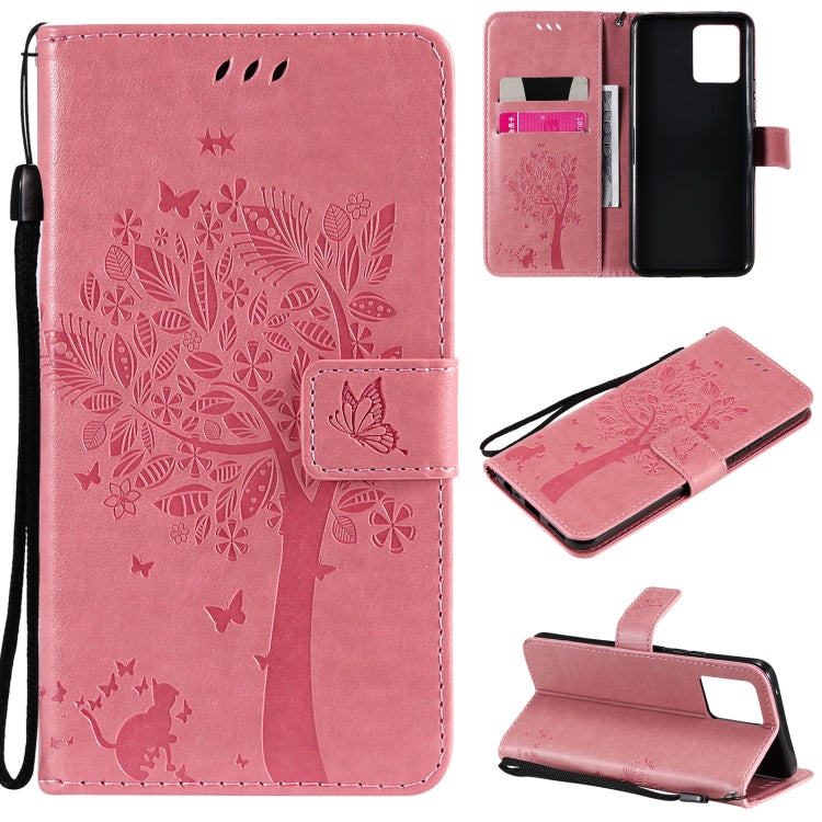 Tree & Cat Pattern Pressed Printing Horizontal Flip PU Leather Case with Holder & Card Slots & Wallet & Lanyard, For OPPO Reno5 Pro+ 5G / Find X3 Neo, For OPPO Find X3 / X3 Pro, For OPPO Realme 8 4G / Realme 8 Pro 4G, For OPPO Realme V13 5G / Realme 8 5G