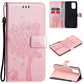 Tree & Cat Pattern Pressed Printing Horizontal Flip PU Leather Case with Holder & Card Slots & Wallet & Lanyard, For Xiaomi Redmi Note 10 4G, For Xiaomi Redmi Note 10 Pro, For Samsung Galaxy A32 4G, For Samsung Galaxy S21 FE