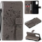 Tree & Cat Pattern Pressed Printing Horizontal Flip PU Leather Case with Holder & Card Slots & Wallet & Lanyard, For Xiaomi Redmi Note 10 4G, For Xiaomi Redmi Note 10 Pro, For Samsung Galaxy A32 4G, For Samsung Galaxy S21 FE