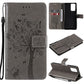 Tree & Cat Pattern Pressed Printing Horizontal Flip PU Leather Case with Holder & Card Slots & Wallet & Lanyard, For Xiaomi Redmi Note 10 4G, For Xiaomi Redmi Note 10 Pro, For Samsung Galaxy A32 4G, For Samsung Galaxy S21 FE