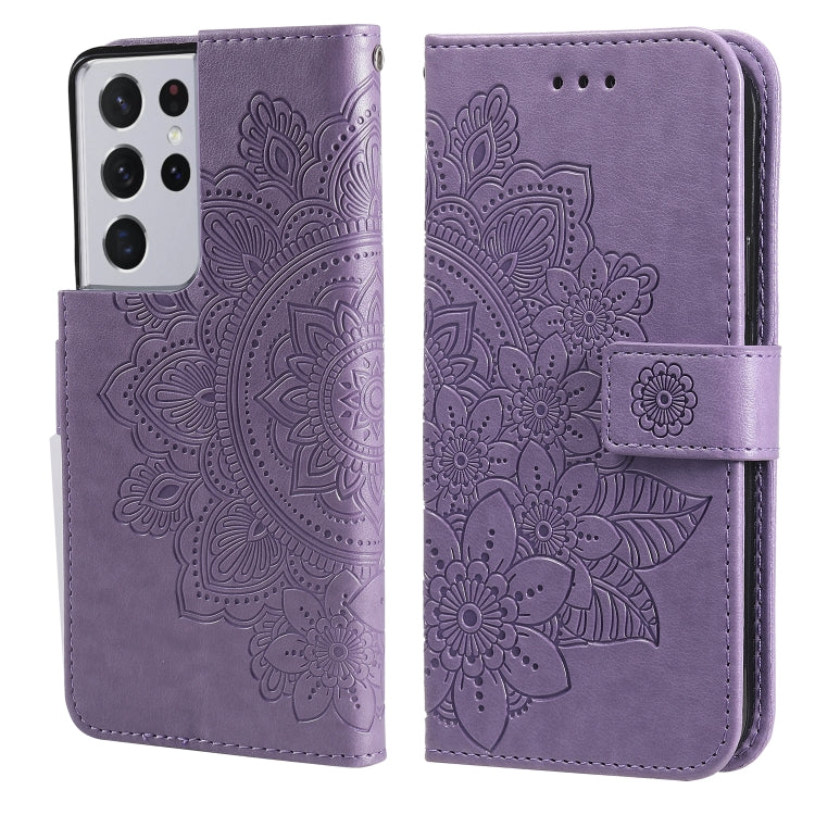 7-petal Flowers Embossing Pattern Horizontal Flip PU Leather Case with Holder & Card Slots & Wallet & Photo Frame, For Samsung Galaxy S21 Ultra 5G, For Samsung Galaxy S21 5G, For Samsung Galaxy S21 FE, For Samsung Galaxy S21+ 5G, For Samsung Galaxy A02...