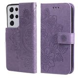 7-petal Flowers Embossing Pattern Horizontal Flip PU Leather Case with Holder & Card Slots & Wallet & Photo Frame, For Samsung Galaxy S21 Ultra 5G, For Samsung Galaxy S21 5G, For Samsung Galaxy S21 FE, For Samsung Galaxy S21+ 5G, For Samsung Galaxy A02...