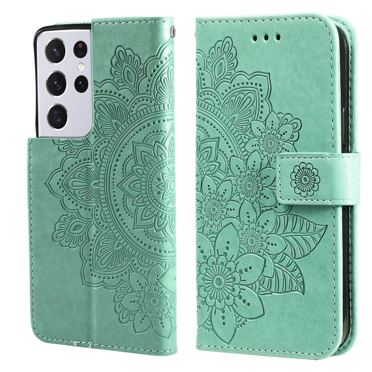 7-petal Flowers Embossing Pattern Horizontal Flip PU Leather Case with Holder & Card Slots & Wallet & Photo Frame, For Samsung Galaxy S21 Ultra 5G, For Samsung Galaxy S21 5G, For Samsung Galaxy S21 FE, For Samsung Galaxy S21+ 5G, For Samsung Galaxy A02...