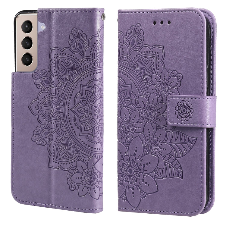 7-petal Flowers Embossing Pattern Horizontal Flip PU Leather Case with Holder & Card Slots & Wallet & Photo Frame, For Samsung Galaxy S21 Ultra 5G, For Samsung Galaxy S21 5G, For Samsung Galaxy S21 FE, For Samsung Galaxy S21+ 5G, For Samsung Galaxy A02...
