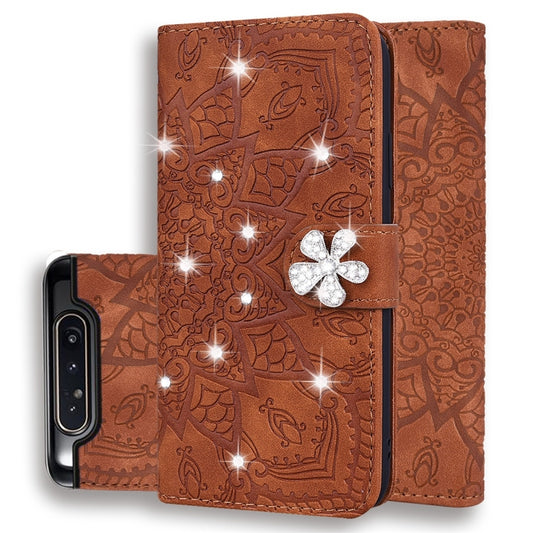 Calf Pattern Diamond Mandala Double Folding Design Embossed Leather Case with Wallet & Holder & Card Slots, For Galaxy A5 (2018) / A8 (2018), For Galaxy A6 (2018), For Galaxy A6+ (2018) / J8 (2018), For Galaxy A9 (2018), For Galaxy A10, For Galaxy A10e...