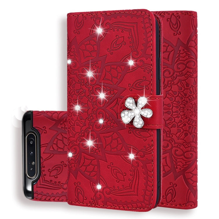 Calf Pattern Diamond Mandala Double Folding Design Embossed Leather Case with Wallet & Holder & Card Slots, For Galaxy A5 (2018) / A8 (2018), For Galaxy A6 (2018), For Galaxy A6+ (2018) / J8 (2018), For Galaxy A9 (2018), For Galaxy A10, For Galaxy A10e...