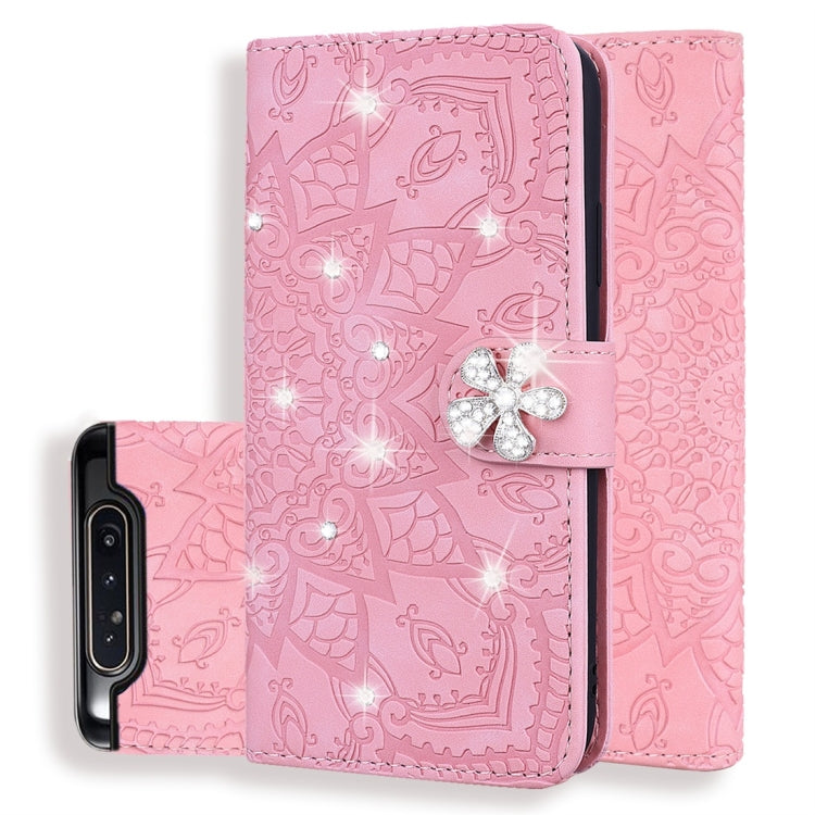 Calf Pattern Diamond Mandala Double Folding Design Embossed Leather Case with Wallet & Holder & Card Slots, For Galaxy A5 (2018) / A8 (2018), For Galaxy A6 (2018), For Galaxy A6+ (2018) / J8 (2018), For Galaxy A9 (2018), For Galaxy A10, For Galaxy A10e...