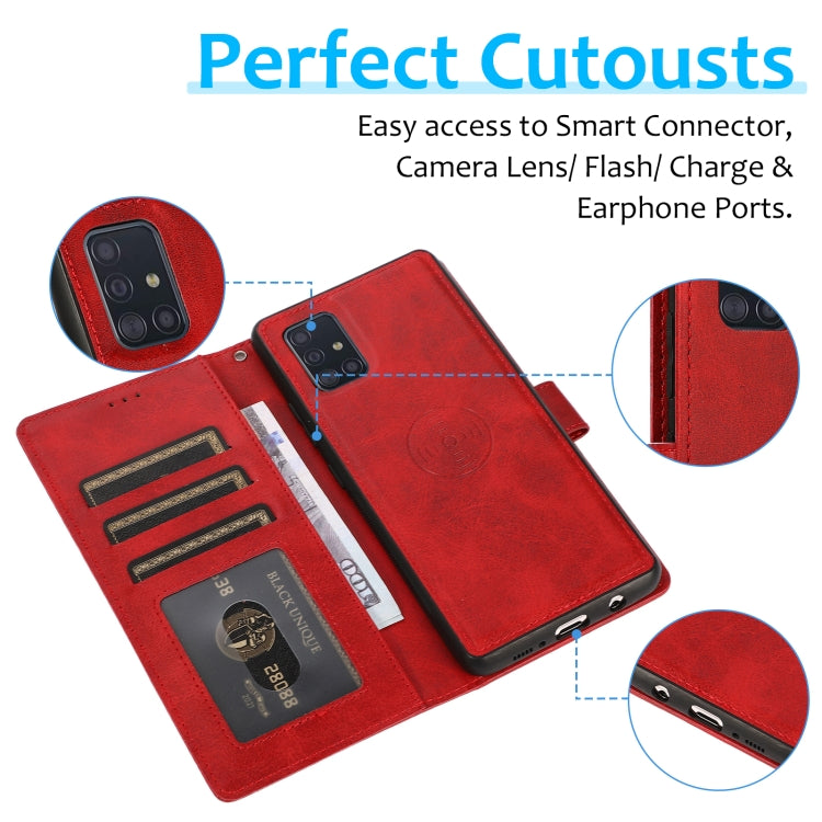 Calf Texture 2 in 1 Detachable Magnetic Back Cover Horizontal Flip Leather Case with Holder & Card Slots & Wallet & Photo Frame, For Samsung Galaxy A51 5G, For Samsung Galaxy A52 5G / 4G, For Samsung Galaxy A70, For Samsung Galaxy A71������������������...