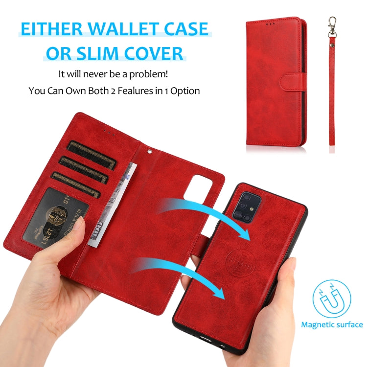 Calf Texture 2 in 1 Detachable Magnetic Back Cover Horizontal Flip Leather Case with Holder & Card Slots & Wallet & Photo Frame, For Samsung Galaxy A51 5G, For Samsung Galaxy A52 5G / 4G, For Samsung Galaxy A70, For Samsung Galaxy A71������������������...