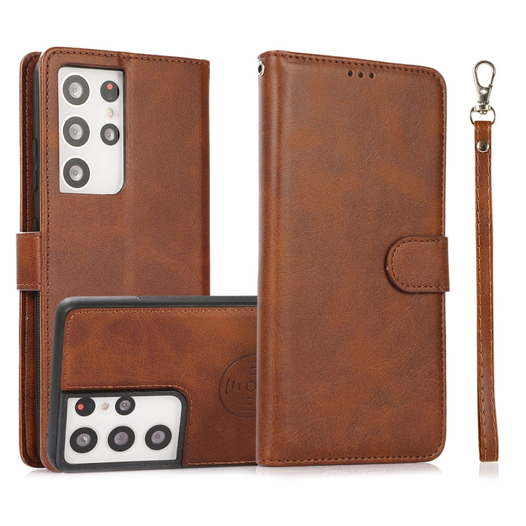Calf Texture 2 in 1 Detachable Magnetic Back Cover Horizontal Flip Leather Case with Holder & Card Slots & Wallet & Photo Frame, For Samsung Galaxy S20 FE, For Samsung Galaxy S20 Ultra, For Samsung Galaxy S21 Ultra 5G, For Samsung Galaxy S21+ 5G�������...