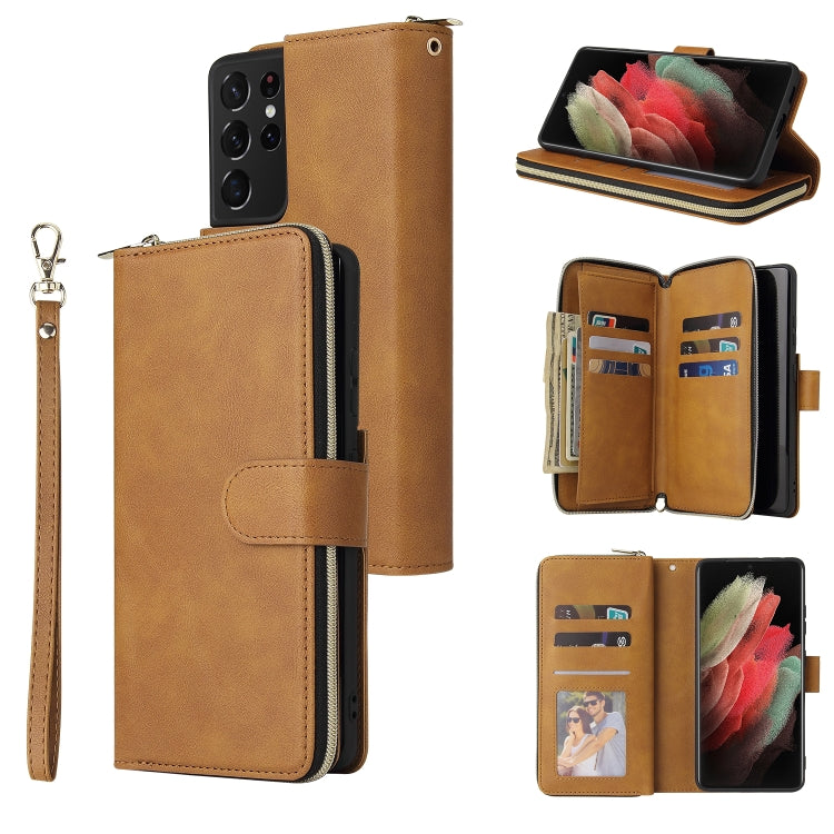 Zipper Wallet Bag Horizontal Flip PU Leather Case with Holder & 9 Card Slots & Wallet & Lanyard & Photo Frame, For Samsung Galaxy A12 5G, For Samsung Galaxy A52 5G, For Samsung Galaxy A72 5G, For Samsung Galaxy S21, For Samsung Galaxy S21 FE�����������...