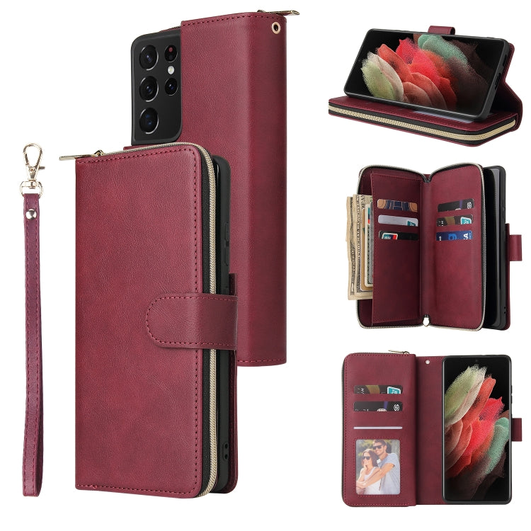 Zipper Wallet Bag Horizontal Flip PU Leather Case with Holder & 9 Card Slots & Wallet & Lanyard & Photo Frame, For Samsung Galaxy A12 5G, For Samsung Galaxy A52 5G, For Samsung Galaxy A72 5G, For Samsung Galaxy S21, For Samsung Galaxy S21 FE�����������...