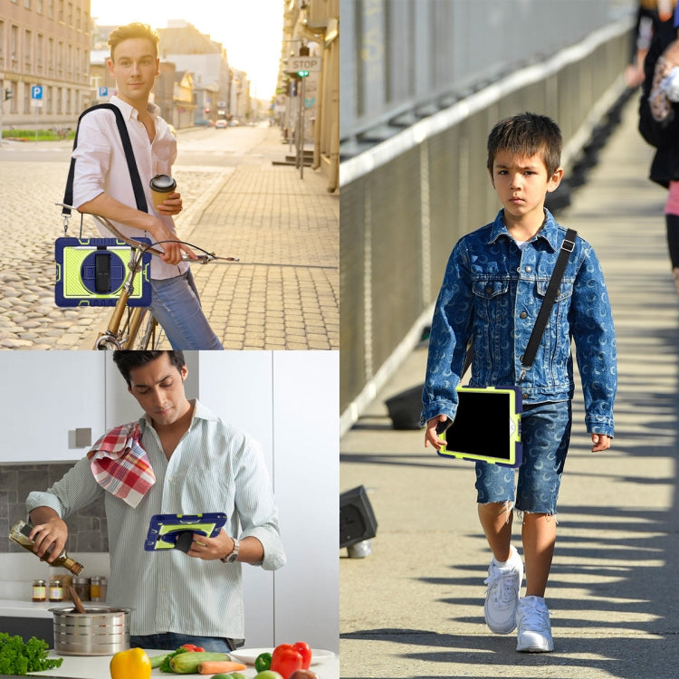 360 Degree Rotation Contrast Color Shockproof Silicone + PC Case with Holder & Hand Grip Strap & Shoulder Strap, For iPad 9.7 2018 / 2017, For iPad 10.2 2021 / 2020 / 2019, For iPad 10.9 / Pro 11 2020 / 2021 / 2018��������������������������������������...