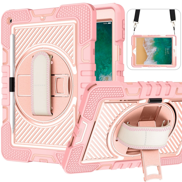 360 Degree Rotation Contrast Color Shockproof Silicone + PC Case with Holder & Hand Grip Strap & Shoulder Strap, For iPad 9.7 2018 / 2017, For iPad 10.2 2021 / 2020 / 2019, For iPad 10.9 / Pro 11 2020 / 2021 / 2018��������������������������������������...